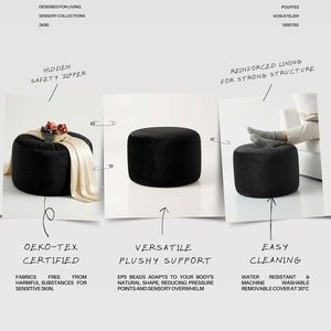 Kosiproducts Velvet Beanbag Ottoman Footstool <strong>Pouf</strong> Chair Pouffe Soft Luxury Home Furniture Polyester (Black 35x35x25) - Product Image 4