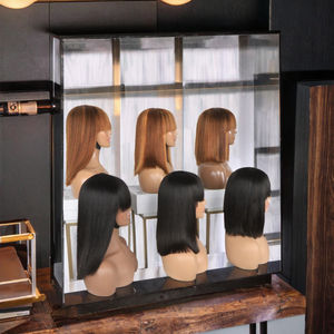 Parrucca corta SDD con frangia in pizzo trasparente per donne nere 99J 12A capelli Remy brasiliani - Product Image 2