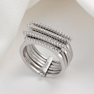 New Exquisite Multi Layers Design Sparkling Cubic Zirconia <b>Band</b> Ring for Women Wedding Silver/Gold Plated CZ Rings Custom - Product Image 2