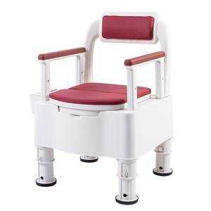 Chaise de toilette d'hôpital avec coussin rouge pour personnes âgées et soins à domicile - Product Image 1