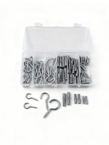 Kit de crochets à vis en acier au carbone zingué pour œillets, chevilles murales en métal et plastique durables, attaches à expansion - Product Image 2