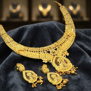 Colliers courts traditionnels pour femmes en laiton plaqué or 14K, 18K, 24K, style chaîne maille forçat, ensemble de mariage en laiton rempli d'or, vente en gros - Product Image 2