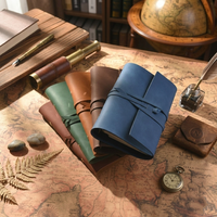 Carnet de voyage A6 en cuir, classeur à feuilles mobiles en cuir PU, journal vintage pour l'écriture, 100 pages