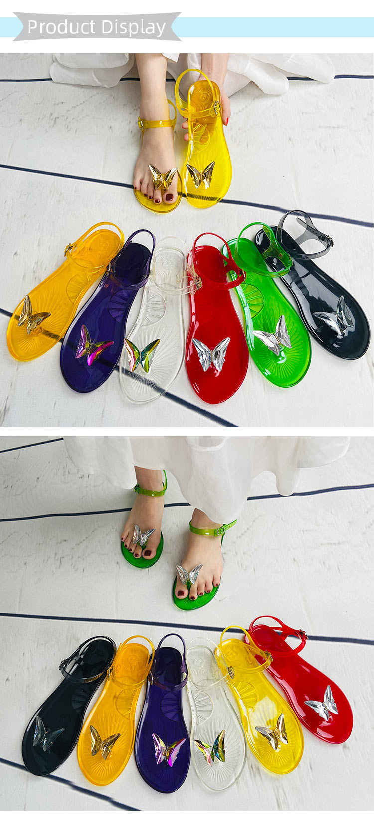 Fashion Transparent Waterproof PVC Jelly Sandals Candy-Colored Leisure Beach Sandals Women