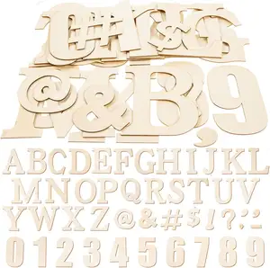 Ahşap alfabe mektuplar bitmemiş ahşap numaraları el sanatları boş ahşap mektup numarası işareti için semboller harfler