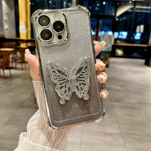 Nueva Funda de Lujo para Teléfono con Soporte Plegable de Mariposa 3D para <span class=keywords><strong>iPhone</strong></span> 15 14 13 <span class=keywords><strong>12</strong></span> 11 Pro Max, Carcasa Rígida Anti-caídas con Protección en las Cuatro Esquinas - Product Image 4