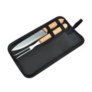 Juego de 2 Utensilios para Barbacoa de Acero Inoxidable con Mango de Madera para Exteriores, con Bolsa - Product Image 2
