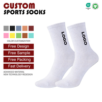 Chaussettes de sport personnalisées de haute qualité avec logo, respirantes, anti-humidité, blanches, élégantes, écologiques, en polyester et coton