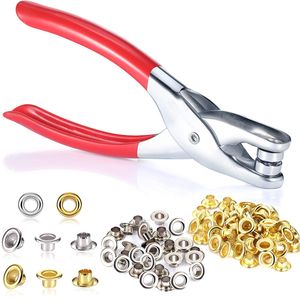 Kit de alicates para ojales de acero inoxidable y perforador de ojales de 1/4 de pulgada, 800 ojales metálicos, prensa manual, estuche blando, manualidades en cuero, 803 piezas - Product Image 1