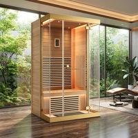 Salle de sauna à vapeur électrique en bois massif de luxe traditionnelle pour appartement et salle de sport