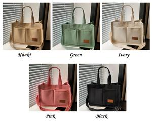 Grand Sac Fourre-Tout en Toile Multi-Poches pour Femme, Sac à Bandoulière pour Ordinateur Portable, Sac de Courses Quotidien - Product Image 2