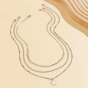 Collana Boho Multistrato con Catena a Serpente in Metallo Color Argento, Ciondolo a <span class=keywords><strong>Stella</strong></span> Vintage per Donna (KN5387) - Product Image 4