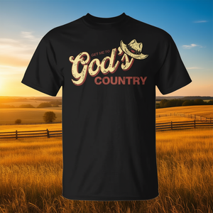 T-shirt Get Me To God's Country, design vintage avec chapeau de campagne, noir, pour hommes - Product Image 3