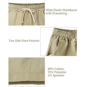 Shorts décontractés pour femmes de haute qualité, nouveau design, en toile personnalisable, pour l'été, mode, doux, polyester/coton, taille ajustable - Product Image 3