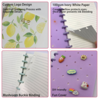 Perforateur en forme de champignon, peut être décoré avec des accessoires mignons, couverture DIY, format A5, carnet à feuilles mobiles détachable.