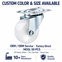 Roulettes en plastique blanc durables et antirouille Caster Supply, pivotantes avec frein, en nylon, fonctionnement silencieux, compactes, lisses et faciles à utiliser pour meubles domestiques