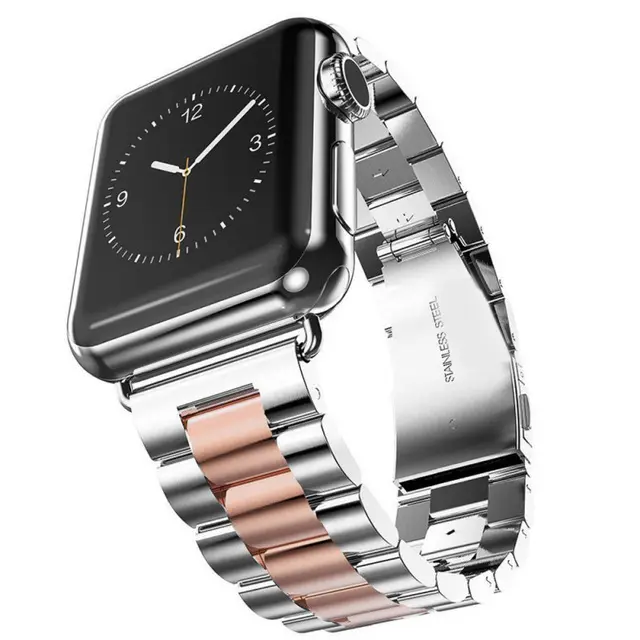 Three Beads Solid Wrist Bracelet Watch Band Stainless Steel Metal Bracelet Strap For Apple Watch series 7