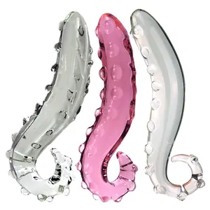 Venta al por mayor de vidrio consolador Vaginal Anal Butt Plug pene punto G juguetes sexuales consolador de vidrio para mujeres juguete Anal Masculino