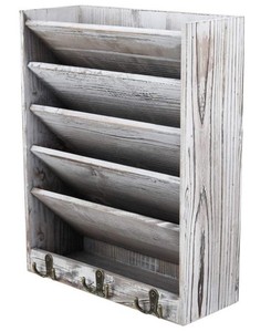 Promotion exceptionnelle : Porte-revues <span class=keywords><strong>mural</strong></span> multifonctionnel à 5 niveaux en bois rustique torréfié, écologique et non pliable, pour le <span class=keywords><strong>rangement</strong></span> de documents - Product Image 1