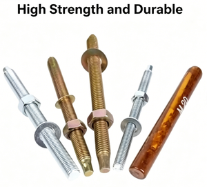 สลักเกลียว<span class=keywords><strong>เคมี</strong></span>คอลล์แองเคอร์เหล็กกล้าไร้สนิมชุบสังกะสีคุณภาพสูง 304 พร้อมแคปซูลเรซิ่น เกรด 4.8 5.8 8.8 ขนาด M8-M24 สำหรับคอนกรีต - Product Image 1