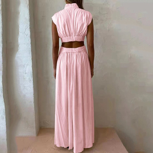 2023 verano nuevo vestido largo sin cintura moda Imperio <span class=keywords><strong>2</strong></span> piezas conjunto vestido - Product Image 2