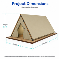 Tente de glamping en structure bois sur mesure avec auvent en PVC 850g et doublure sélectionnable pour projets de camping en nature YX-1
