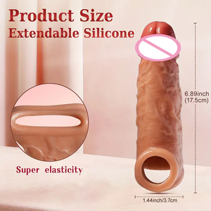 Custodia per pene in Silicone liquido per adulti realistico, estensore del cazzo riutilizzabile per gli uomini, giocattolo sessuale per il piacere - Product Image 5