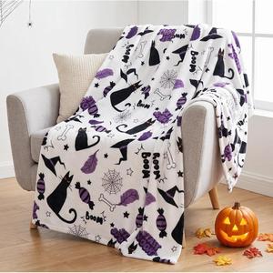 Halloween Pumpkin Ghost Bat Flannel Blanket <b>Throw</b> Blanket Nap Blanket Party Decor Horror Gift Cozy Warm <b>Super</b> <b>Soft</b> Custom Print - Product Image 6
