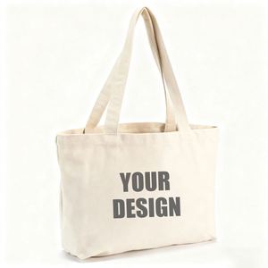 Sac de courses réutilisable en coton grande capacité, personnalisable avec logo, en toile naturelle, idéal pour les courses hebdomadaires - Product Image 1