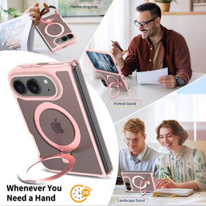 Étui de téléphone magnétique souple translucide rose tendance pour femmes et filles avec support, coque de téléphone personnalisée de haute qualité pour <span class=keywords><strong>iPhone</strong></span> 18 Fold - Product Image 6
