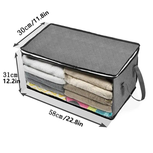 Large Capacity Folding Under Bed Quilt Blanket Home <b>Clothes</b> <b>Storage</b> Bag Dustproof Zipper Closure Organizer With Handle - Product Image 5