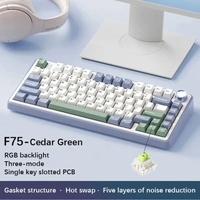 Clavier de jeu AULA F75 75% ergonomique programmable USB-C filaire et sans fil 2.4G RGB à échange à chaud, avec disposition Anglaise et Arabe