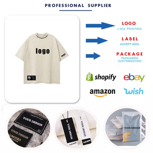 Camiseta Lisa bordada estampada de gran tamaño de algodón 100% con logotipo personalizado de 280gsm de peso pesado de alta calidad, camiseta personalizada de talla grande para hombre - Product Image 5