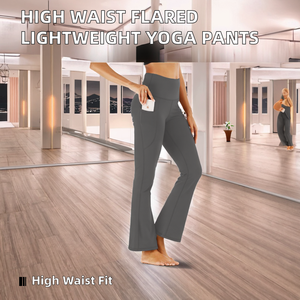 Comfortable Lightweight Breathable Spandex/Nylon Activewear Workouts Casual Wear Solid Women's High Waist Flared Yoga <b>Dance</b> - Product Image 2