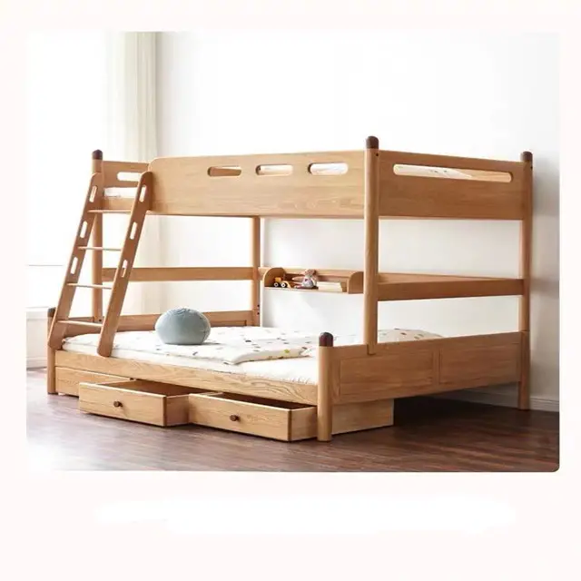 JIA MU JIA Mebel Kayu Oak Solid, Tempat Tidur Tingkat