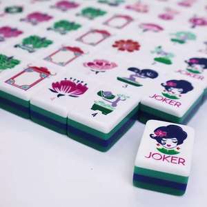 Custom Light Green Palm Royale 160 Pcs Lola Luxury Acrylic American Mahjong Set Four Layer for <b>Entertainment</b> - Product Image 3