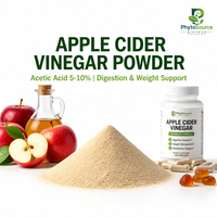 Vinaigre de cidre de pomme en poudre, qualité alimentaire, extrait végétal, acide acétique 5%, supplément fermenté en bouteille et en récipient en verre