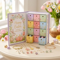 Calendrier de l'Avent personnalisé en forme de livre de Pâques, boîte en papier, emballage cadeau personnalisé, compte à rebours de 12 jours
