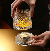 Seaygift Mug en verre rayé motif losanges pour filles, avec couvercle à paille, design champêtre créatif, pour café glacé, compatible lave-vaisselle, idéal pour l'été et la maison