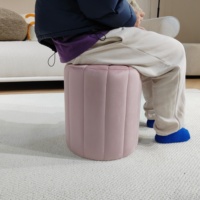 Bailey Fashion Tabouret rond personnalisé Velours rose Repose-pieds doux Siège Poufs rayés Pouf