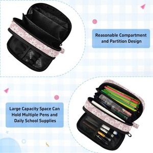 Estuche Escolar de Poliéster de 2 Capas con Estampado Personalizado de Flores de Margarita para Niñas, Estuche para Lápices con Cierre y Bolsillo de PVC - Product Image 6