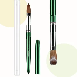 Pincel de Uñas Acrílico 100% Kolinsky, Diseño con Mango Metálico Verde, Profesional para Manicura, Buena Calidad para Polvo Acrílico, Talla 2 # -18 # - Product Image 1