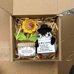 New Crocheted Santa Claus Doll Gift <b>Box</b> Featuring Handmade <b>Christmas</b> Bears, Snowmen, Penguins, and Gingerbread Men - Product Image 2