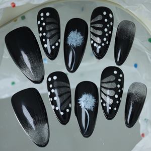 Uñas Postizas de Lujo Hechas a Mano al por Mayor, Estilo Y2K con Pedrería, Forma Almendrada, Cobertura Completa 3D, Puntas Francesas, Uñas Acrílicas Reutilizables - Product Image 2