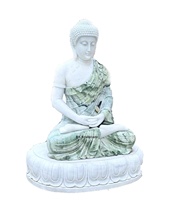 Statue de Bouddha méditant en marbre naturel personnalisée, sculptée à la main, avec base en lotus
