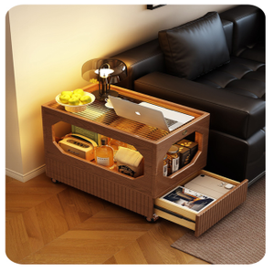 Rolling End <b>Table</b> with Wheels, Portable <b>Side</b> <b>Table</b>, Mobile <b>Sofa</b> <b>Side</b> Accent <b>Table</b> for Living Room Bedroom Office - Product Image 3