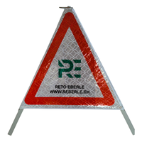 Support de signalisation routière portable pliable avec tente rétractable réfléchissante et triangle de signalisation avec inscription 'STOP'