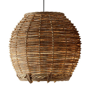 โคมไฟแขวนหวายทรงกลม E27 หลอดประหยัดพลังงานสำหรับห้องนั่งเล่นห้องรับประทานอาหารห้องน้ำชาสไตล์เซน - Product Image 2