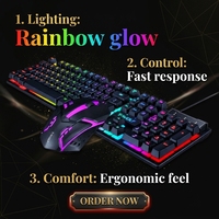 Clavier et souris de jeu TWOLF TF200, combo avec rétroéclairage LED arc-en-ciel, ergonomique, filaire, pour PC portable