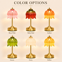 Lampe de table sans fil en verre vintage, 5200 mAh rechargeable, 3 couleurs, intensité réglable, lumière LED tactile pour hôtel, restaurant, décoration de la maison